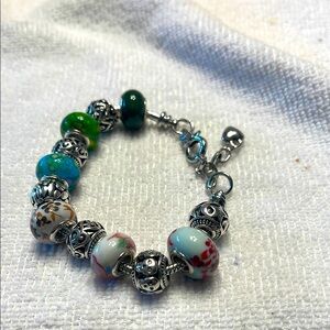 Elegant Silver and Multicolor Beaded Bracelet